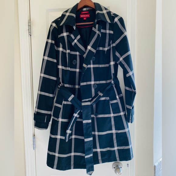 Merona Striped Trench Coat Jacket - Picture 1 of 9